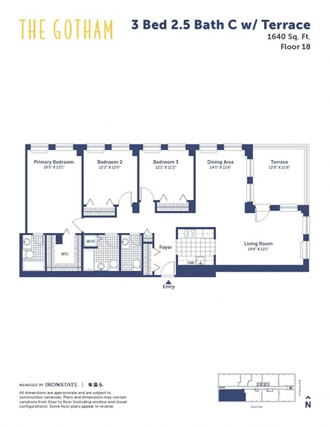the gotham 3 bed 25 bath condo floor plan